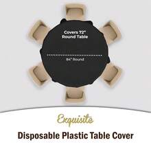 Fexquisitess Party Solids 12-Pack Premium Plastic Tablecloth 84in. Round Table Cover - Black - Black - 查看 4