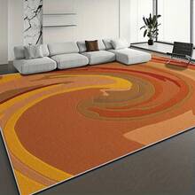1pc Artistic Orange Swirl Pattern Rug. Velvet Fabric, Approx. 850g, 0.6cm Thick. Durable, Non-Slip, Easy To Clean. Available In Multiple Sizes. Suitable For Kitchen, Living Room, Dining Room, Bedroom, Balcony, Bathroom, Study And Other Scenarios. An Ideal Choice For Home Decor. - Multicolor - View 8