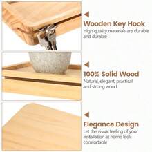Wooden Key Holder For Wall Storage Hook 1 SetKey Hooks Wall Mounted Key Rack Shelf With Hooks WoodKey Hanger With 4 Hooks For Entryway Hallway Bedroom Office Home Decor - 1 - View 6