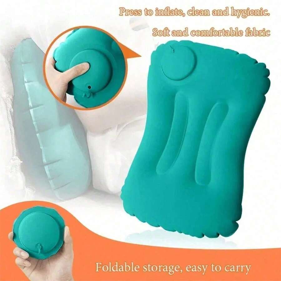 1pc Outdoor Travel Camping Foldable Inflatable Pillow, Multi-Functional Portable Air Pillow Suitable For Home, Travel, Work, Camping, Camping Equipment, Camping Essentials - Multicolor - View 1