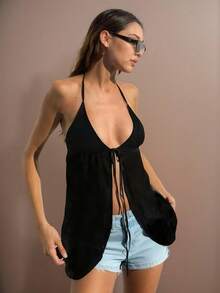 1 件优雅性感女式 V 领系带吊带背心