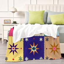 280GSM Soft Lightweight Flannel Throw Blanket - Colorful Geometric Star Pattern With Multicolor Retro 60s/70s Inspired Design, All-Season Warmth For Sofa, Bed, Travel - Contemporary Bohemian Bedspread In, Pink, Yellow, Green, Orange, Purple, Red Soft Flannel BlanketPop  Gift (Multiple Sizes Available) Nordic Style Acrylic Rectangular Office Nap Sofa Blanket, Air Conditioning Blanket, Knitted Small Blanket, Shawl Cover Blanket, Bed End Blanket Soft & ,Skin-Friendly Multi-Size Versatile Blanket ,Lettering Numbers Doodle Christmas Blanket,Chicken PrintingPerfect Christmas, Halloween, Birthday Gift For Home Decor,Uplifting Gift For Friends, Family, Happy Valentine's Day,Happy New Year. - Nhiều màu - Xem 4