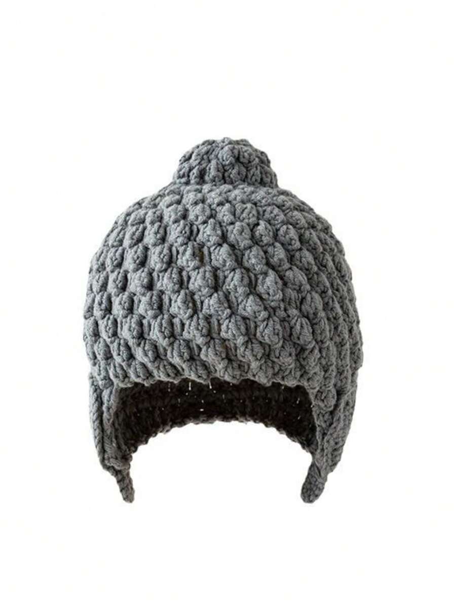 1pc Unisex Handmade Crochet Buddha Costume Funny Hat, Warm Knitted Beanie Earmuffs For Autumn/Winter, Novelty Party - Multicolor - View 1