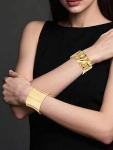 1 件优雅经典袖口手链，金色腕饰礼物，适合夏季派对、婚礼、度假、休闲装、独立日、毕业典礼、节日礼物 - 手鐲 - 查看 8