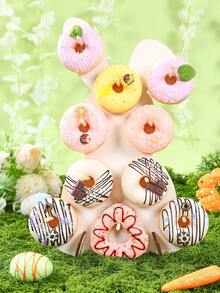 1set Easter Bunny Wooden Donut Display Stand, Unique White Rabbit Donut Holder, Easter Party Table Centerpiece, Easter Table Decor, Easter Home Decor, Wedding Dessert Display Stand, Birthday Party Food Display Stand, Easter Bunny Decor, Easter Room Decor, Easter DIY Dessert Cake Decorations, Babe Shower Decor, Easter Party Supplies, Happy Easter Decorations, Easter Gift - Alien White Rabbit - View 8