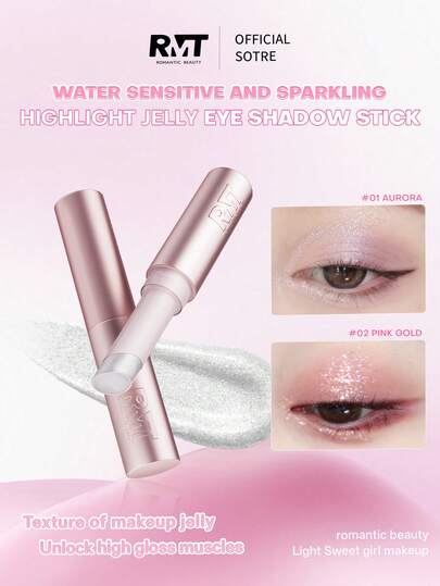 1支浪漫彩妆RMT：高光啫喱眼影棒 - 闪亮透亮，提亮肤色，持久不晕染。适合派对、节日，送给妈妈、女朋友、姐妹的礼物。必备彩妆单品，高光眼影棒，闪亮迷人。