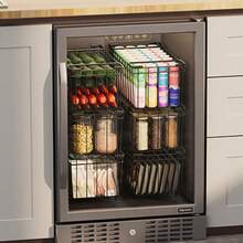 Chest Freezer Baskets, 4/6 Pack Stackable Chest Organisers Baskets With Folding Handles For 198L Sort Frozen Foods, Add Space Easy Access Food From Bottom(Black) - warna: 4 buah - View 5