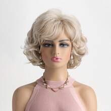 1pc 100% Density Golden Curly Wig, Women | Heat Resistant Fiber | Party | Voluminous Style - Multicolor - View 4