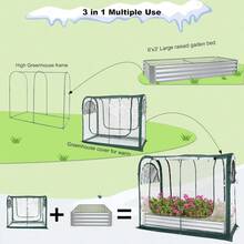 Portable Greenhouse Cover With Raised Garden Bed,Easy Set-Up 72.4" X36.6" X60.6" Gardening Flower House & Plant Sunshine Room For Protecting Plant From Cold Frost Birds & Insects - Default - View 7
