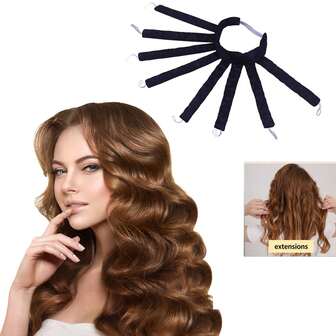 1 pieza Rizador de pelo holgado, Rizador de pelo sin calor de 8 púas con diadema, Rizador de olas suaves para dormir, Adecuado para todo tipo de cabello