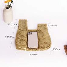 经典时尚纯色亮片刺绣简约手拿包/腕包，适合派对和外出场合