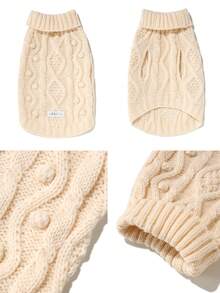 UFBemo Pet Sweater High Collar Pullover, Soft, Lightweight, Breathable, Adorable Pom Pom Knit Sweater, Suitable For Cats And Small To Medium Dogs - Apricot - View 4