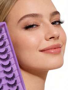 20 Pairs Of 3D Mink Fur Natural False Eyelashes, Available In 1/2box Packaging. They Are Dense And Curled, Perfect For Creating A Natural Makeup Look. Ideal For Daily Dates, These Realistic And Reusable Eyelashes Are Great For Eyelash Extensions, Makeup Tools, And For Little Fairies. - Black - View 2