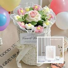 热门礼品：永生花束、人造花、羊毛向日葵、针织花束、手工编织玫瑰、圣诞节和情人节礼物