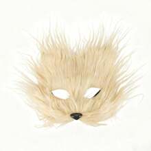 毛茸茸的狐狸猫脸半面具，性感服装舞会面具，角色扮演道具 - 彩色 - 查看 11