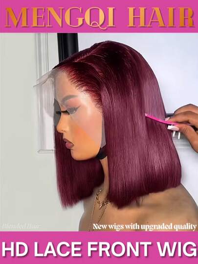 180 Density Burgundy #99J Color Straight Lace Front Wig Human Blended Hair 5x5 Pre-Pulled With Baby Hair 180% Density Lace Close Up Human Hair Wig Women 13X4 Upgraded HD Lace Front Wig Straight Lace Front Wig Human Blended Hair 13x6 Glueless Wear & Go Wigs Human Hair Pre Plucked 28 Inch