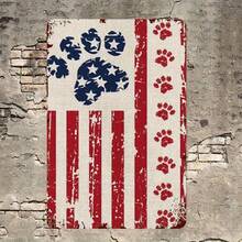 2D Flat, 1pc Metal Sign, Patriotic Dog Paws & Stars Metal Tin Sign Wall Decor - 8x12 Inch Rustic American Flag Design With Paw Prints, Durable Indoor/Outdoor Decorative Plaque For Puppy Lovers, Easter, Mother's Day & Father's Day Gifts, - 白色 - 查看 5