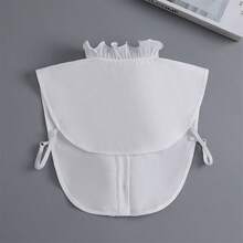 Women's Detachable Polyester Collar | White Lace Stand Collar Design With Ruffle Trim | Half Shirt False Collar For Casual And Formal Wear | Hand Washable, Smooth Texture | Great Accessory For Sweaters And Suits | Accessory | Polyester Collar - Multicolor - View 8