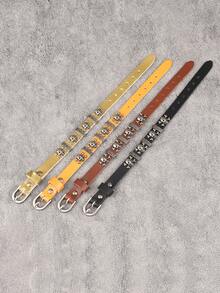 1pc Punk Rock Style Skull Alloy Bracelet, Personalized Gothic Clasp Wristband, Couples Everyday Wear, Party Leather Bracelet