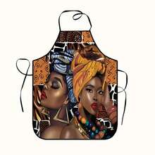 1 pezzo Grembiule stampato, grembiule da cucina in poliestere senza maniche con cinturino regolabile, adatto per cucinare e cuocere in casa, barbecue e riunioni, in poliestere, tessuto - Multicolore - Visualizzare 2