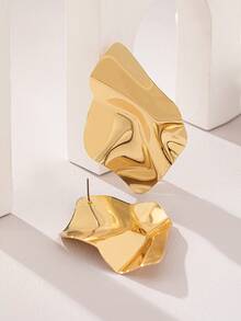 1 Pair 26 Styles Fashionable Minimalist European & American Retro Geometric Metal Stud Earrings, Versatile For Valentine's Day, Everyday, Gatherings, Parties - Gold - View 3