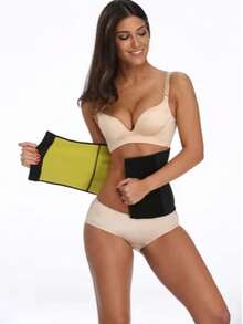 1pc Adjustable Hook And Loop Waist Belt, Yellow Neoprene Sports Fitness Sweat Waist Trainer, Waist Cincher