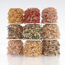 1 mètre de chaîne ornementale exquise à plusieurs couleurs, de forme triangulaire, en zirconium, plaquée cuivre et or. Accessoire de chaîne pour la création de bijoux, vêtements, chaussures et sacs - triangulaire - Voir 2