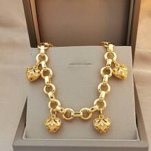24k Gold-Plated Copper Bracelets,Heart Locket Charm Suitable For Women To Wear Wedding Party Gifts On A Daily Basis