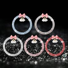 AD 1 pieza Anillo decorativo para botón de encendido de coche, pegatina decorativa de botón de encendido de un toque, accesorio de botón de arranque con colgante de cristal de campana de lazo de rhinestone, anillo de encendido, accesorio de modificación de botón de arranque - A - Ver 2