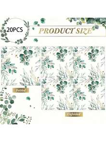 20张桉树餐巾纸，优雅简约的绿色叶子图案，适用于婚礼、情人节派对和生日聚会。 - 彩色 - 查看 11