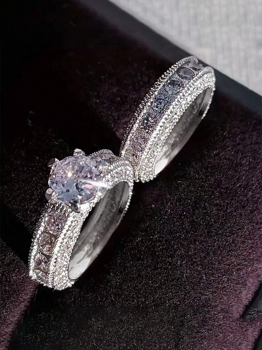 2pcs Luxury High-End Elegant Party Engagement Rings