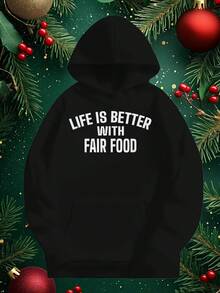 Men-S And Women-S Soft Fabric Pullover With Fair Food Graphic Logo - Hine Washable Casual Sweater, Pocketed Sportswear For StateCounty Outfits (Compatible With Farming Simulation G_017 - 黑色9 - 查看 1
