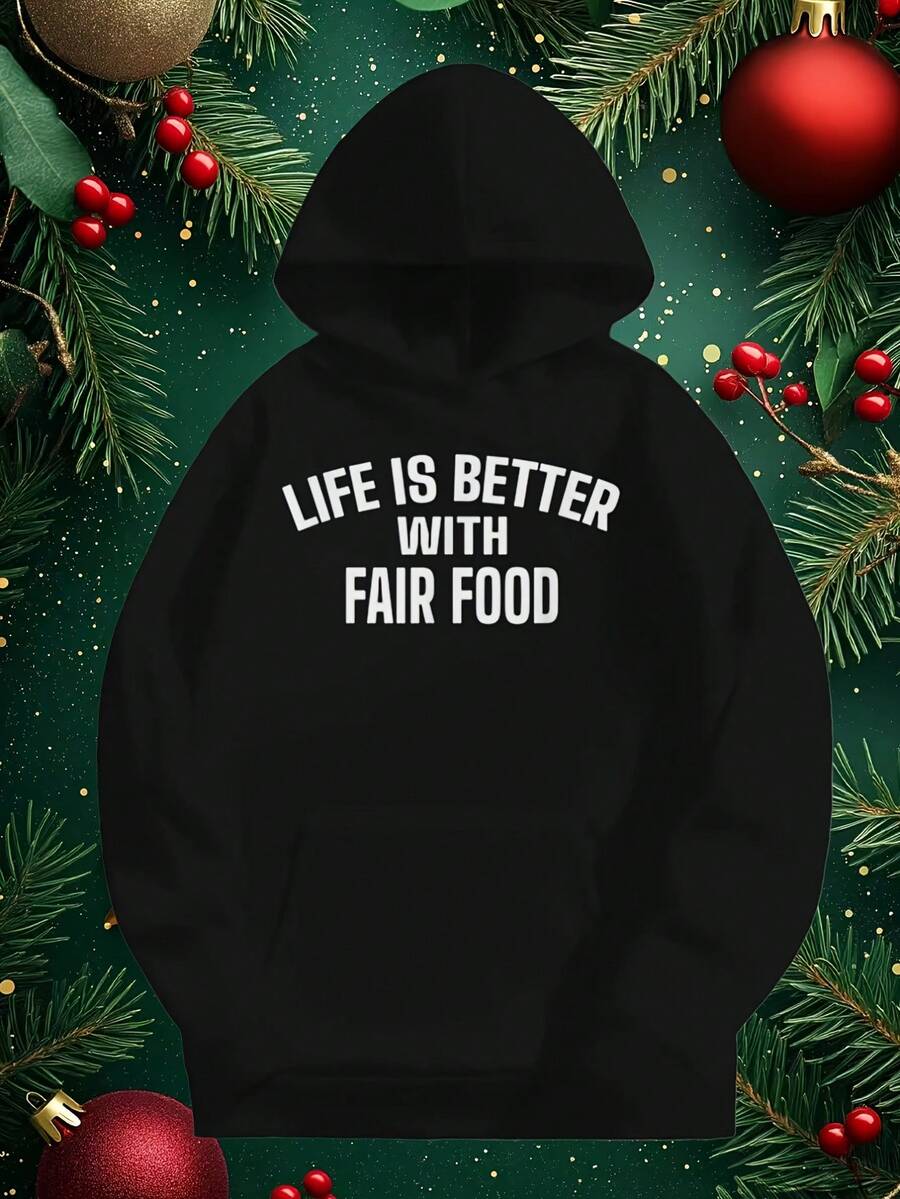 Men-S And Women-S Soft Fabric Pullover With Fair Food Graphic Logo - Hine Washable Casual Sweater, Pocketed Sportswear For StateCounty Outfits (Compatible With Farming Simulation G_017 - 黑色9 - 查看 1