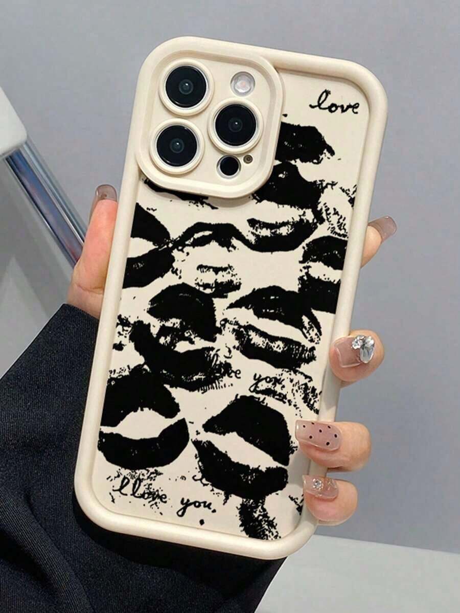 1pc Unique Astronaut & Red Lip Pattern Full Coverage TPU Shockproof Phone Case, Compatible With Apple 16, 15, 14, 13, 12, 11 Pro Max, Series - 款式7(1pc) - 查看 1