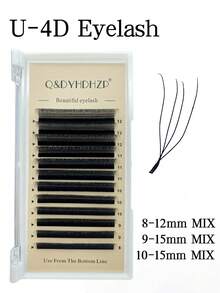 12 filas de pestañas postizas falsas 0.07C D, extensiones de pestañas 4D en forma de U, pestañas postizas Premium en forma de U-Trébol, pestañas postizas suaves y esponjosas premontadas - C - Ver 6