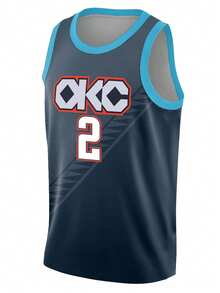 Men's Basketball Jersey 2 Blue Embroidered Casual Sports Vest Round Neck Sleeveless Training Suit - Blue - View 2