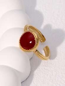 Set de 3 anillos geométricos abiertos vintage minimalistas y elegantes chapados en acero inoxidable, ajustables para uso diario, fiestas y citas de mujeres - conjunto de tres piezas - Ver 2