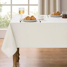 Faux Linen Waterproof Tablecloth,Ivory,84\ X 60\ (Rectangular),Ivory84inchx60inchRectangular - Ivory84inchx60inchRectangular - View 1