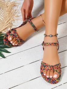 Sandal đế bằng kiểu dáng Bohemian màu trơn mới năm 2025, khóa cài sau lưng, kiểu dáng đơn giản, thời trang, thích hợp đi biển, sandal La Mã quai chéo mùa hè cho nữ. - Nhiều màu - Xem 5