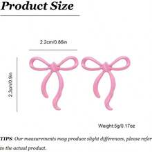 Red Bow Earrings Valentines Day Earrings Women  Dangle Drop Earring Prom Party Valentines Outfit - A5: Khuyên tai nơ hồng - Xem 5