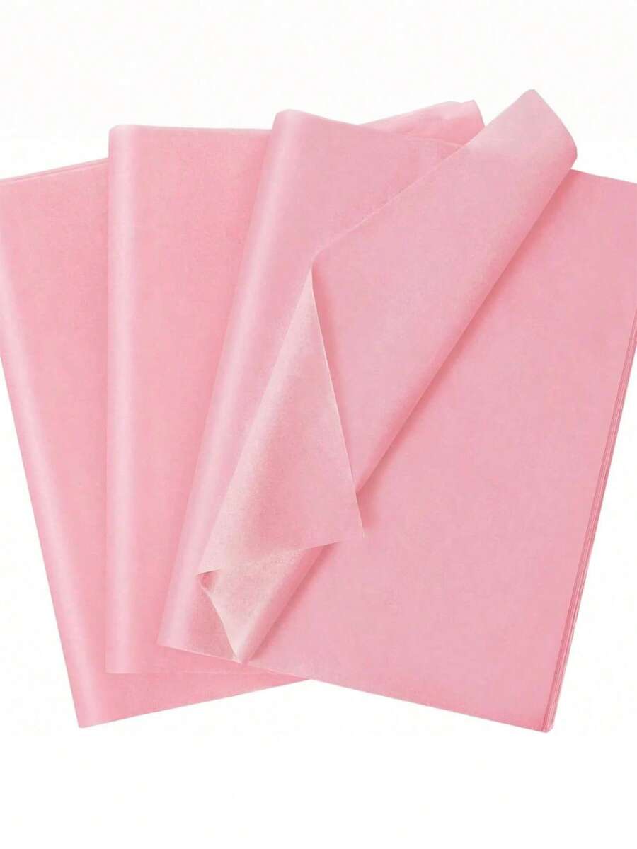 50pcs/10pcs Pink Thin Wrapping Paper, Holiday Handmade Paper, DIY Gift Packaging Supplies, Birthday Wedding Party Decoration Holiday, Bouquet Wrapping, DIY Crafts Decorations - Baby Pink - View 1