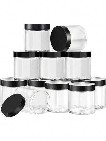 2 pièces Bocaux de rangement en plastique de 2,8 pouces de diamètre avec couvercles, boîtes de rangement cosmétiques, boîtes de rangement de maquillage de voyage réutilisables pour peintures, crèmes, slimes, lotions, poudres, échantillons, rangement de cuisine, rechargeables