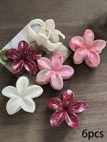 6/12个装时尚渐变花朵发夹，波西米亚风优雅发爪夹，适合盘发，适合海滩度假拍照，时尚发饰，优雅发爪花朵发夹，夏季必备 - 彩色 - 查看 8
