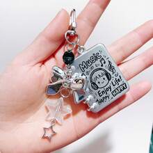1pc Cute Badminton Racket Shaped Keychain, Suitable For Earphone Case, Bag, Phone, Keys - Silver - View 16