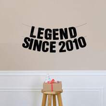 1 Set "La leyenda comenzó en 2010" - Pancarta de brillo negro, decoración de cumpleaños 16 para niños y niñas, decoración divertida de cumpleaños 16, cartel de regalo, decoración de cumpleaños 16 adecuada tanto para hombres como para mujeres, decoración de fiesta de 16 aniversario - Multicolor - Ver 5
