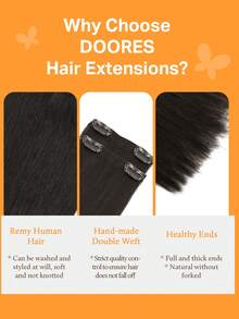 DOORES 7片装夹式接发片，100%真人发，深棕色，14-24英寸，115克，Remy接发片，适用于夹式真人发，隐形直发，浓密丝滑，打造蓬松自然的直发造型，长款夹式接发片，适合头发稀疏的男女，冬季圣诞节角色扮演/校园/约会之夜等场合。 - S2 - 查看 5