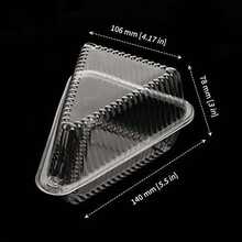 Transparent Plastic Hinged Cake Boxes With Lids, Triangular Disposable Cake Boxes For Cutting Cheesecake, Tres Leches, Flans - Ideal For Dessert Presentation - As Pic - View 3