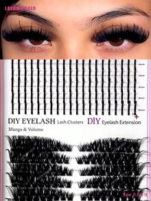 262pcs False Eyelashes Set, 80D Lash Clusters And Pointed False Eyelashes - DIY Fairy Cartoon Style Thick & Long Fake Lashes At Home - Pink - View 3