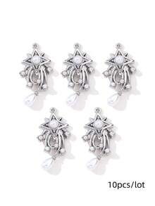 10/20pcs Mixed Cute Pearl Bow, Moon, Cross Zinc Alloy Pendant Beads For DIY Jewelry Making Necklace, Earrings - White - View 8