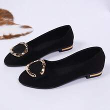 女士平底一脚蹬尖头鞋，新款软底乐福鞋，低跟防滑休闲鞋，时尚水钻轻便纯色透气平底鞋（适合宽脚，建议订购大一码） - 黑色 - 查看 14